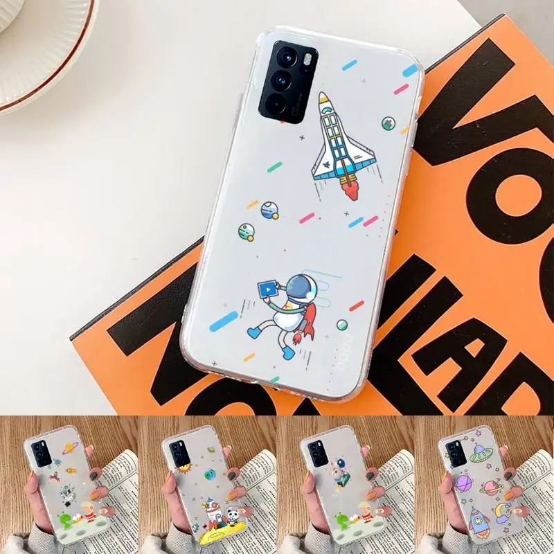 

Cartoon floating astronaut Phone Case Transparent For oppo Realme FIND V X Q 2 3 5 7 11 50 GT Q2 PRO PLUS moible bag
