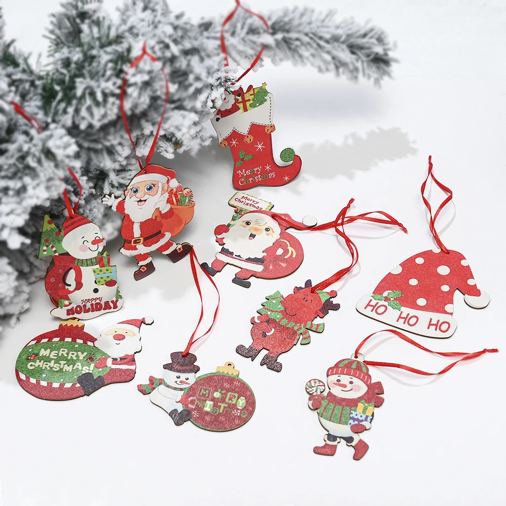 

Wooden Pendant Christmas Decoration Christmas Tree Wooden Craft Lovely Handmade Family Ornaments 2021 New Year