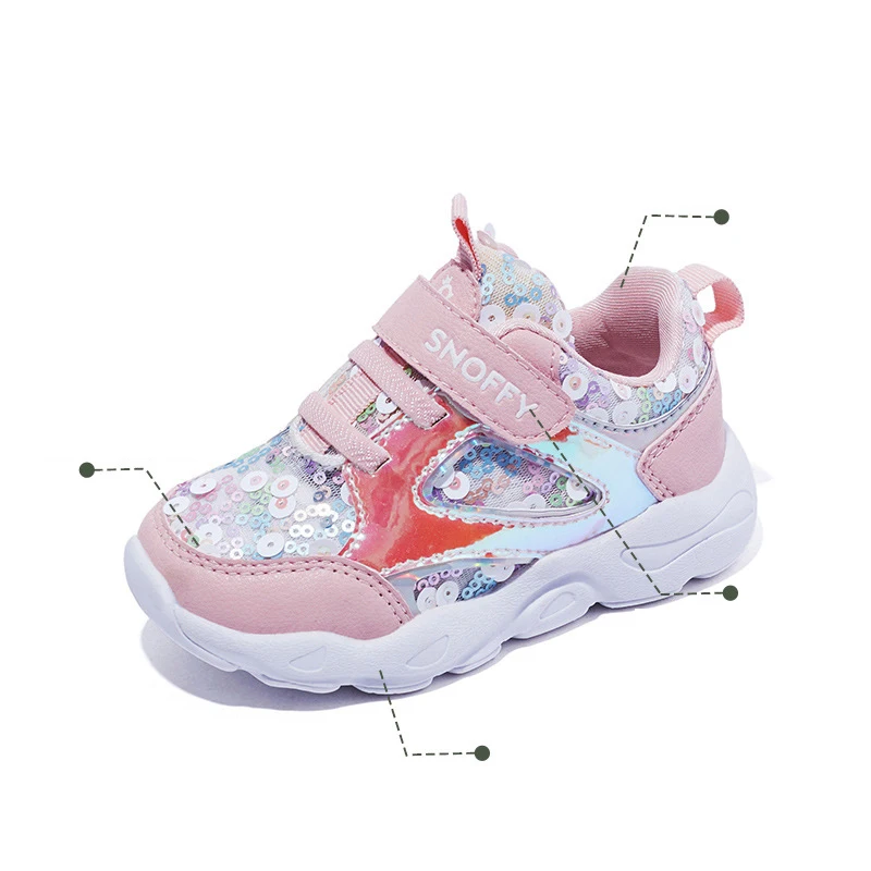 New Spring Kids Sport Sneakers Children Glitter Casual Baby Girls Black Brand Shoes Boys Mesh Sequin Trainers | Детская одежда и