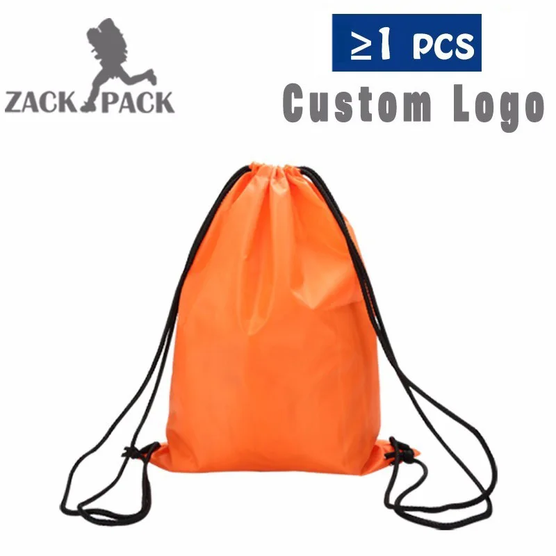 Zackpack сумка на шнурке спортивный водонепроницаемый рюкзак пакет карман на заказ Печать логотипа для мужчин женщин студентов - Цвет: orange without logo