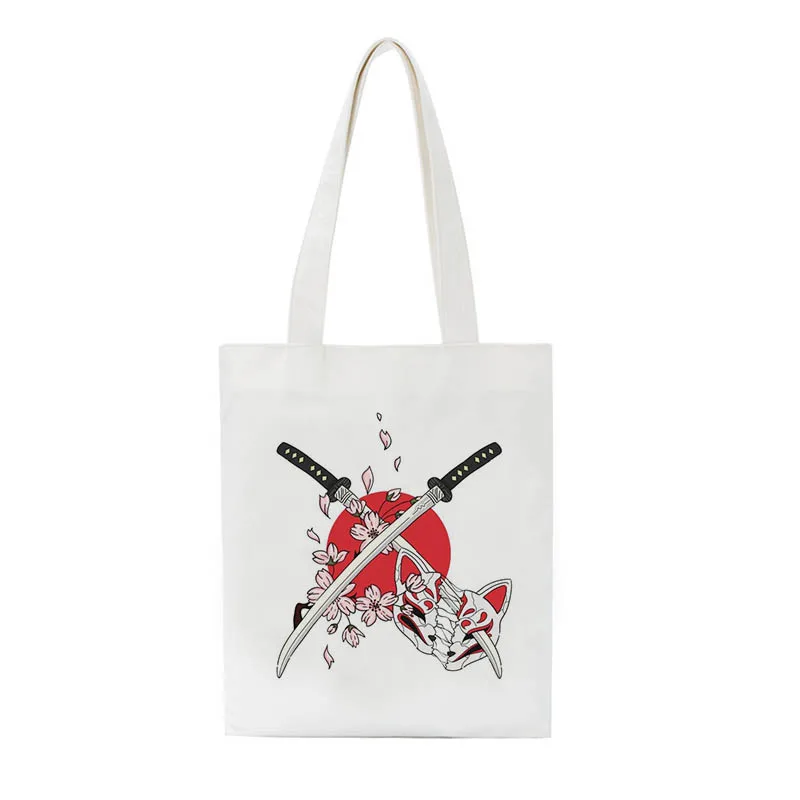 Японская Холщовая Сумка В Стиле Хип-хоп с мультяшным принтом темной лисы Новая