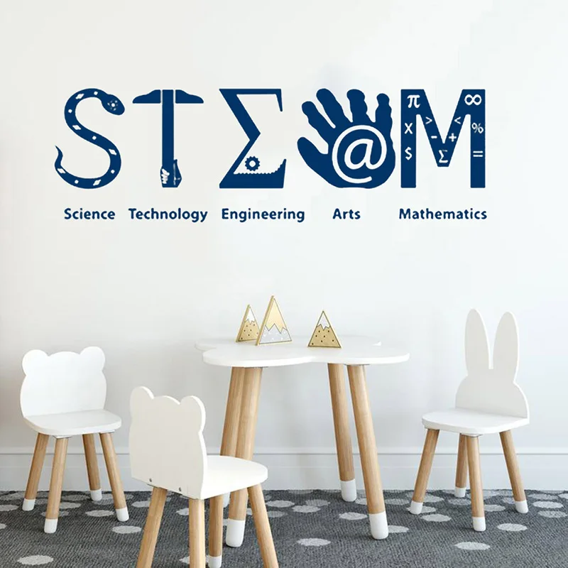 

School Classroom Decor Steam Wall Decal Science Technology Engineering Arts Mathematics Logo Vinyl Sticker Education SK62