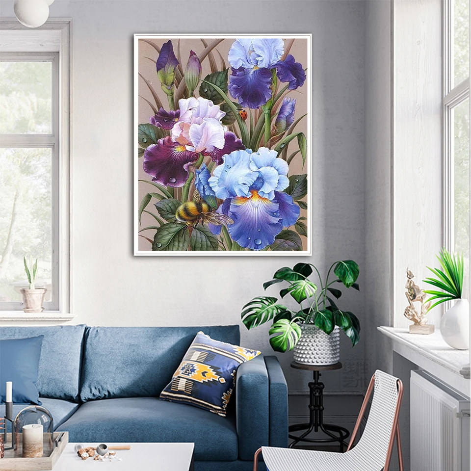EverShine Diamond Mosaic Flowers Picture Of Rhinestones Full Round Embroidery Cross Stitch Paint With Diamonds | Дом и сад