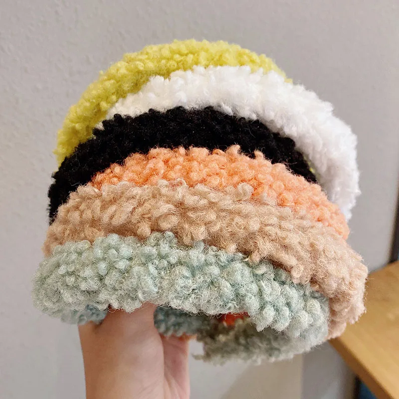 

New Women Girls Cute Bright Colorful Lambswool Hairbands Sweet Plush Headband Hair Holder Hoops Fashion Hair Accessories