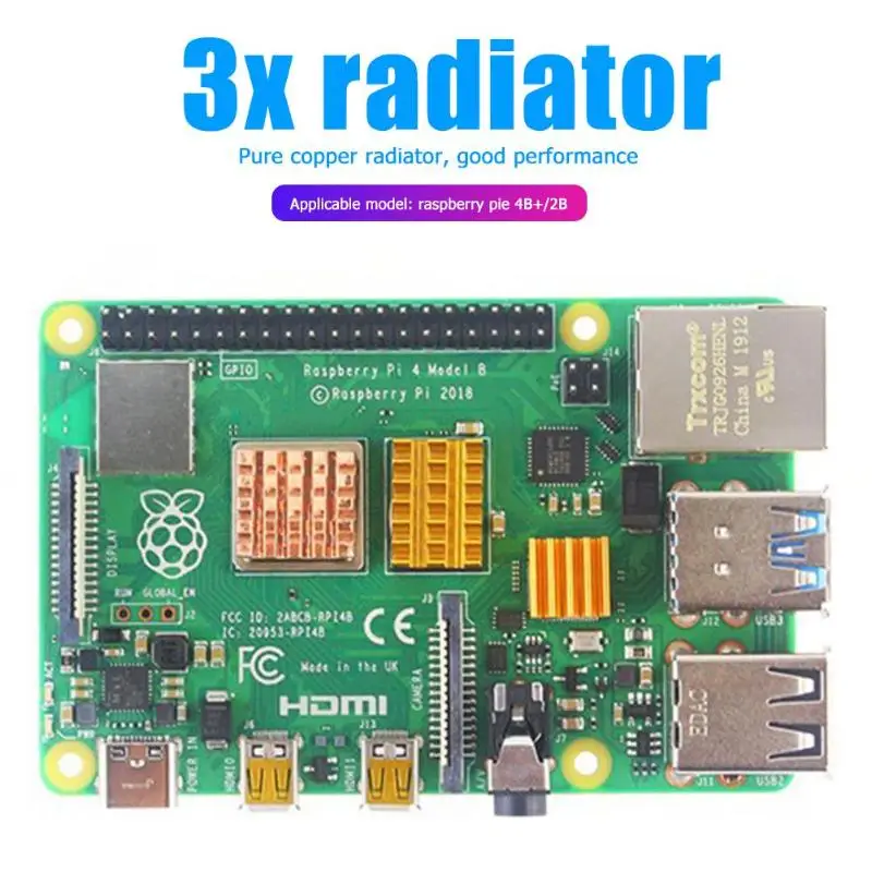 3 шт. медные и алюминиевые радиаторы для охлаждения Raspberry Pi 4B +/2B| |