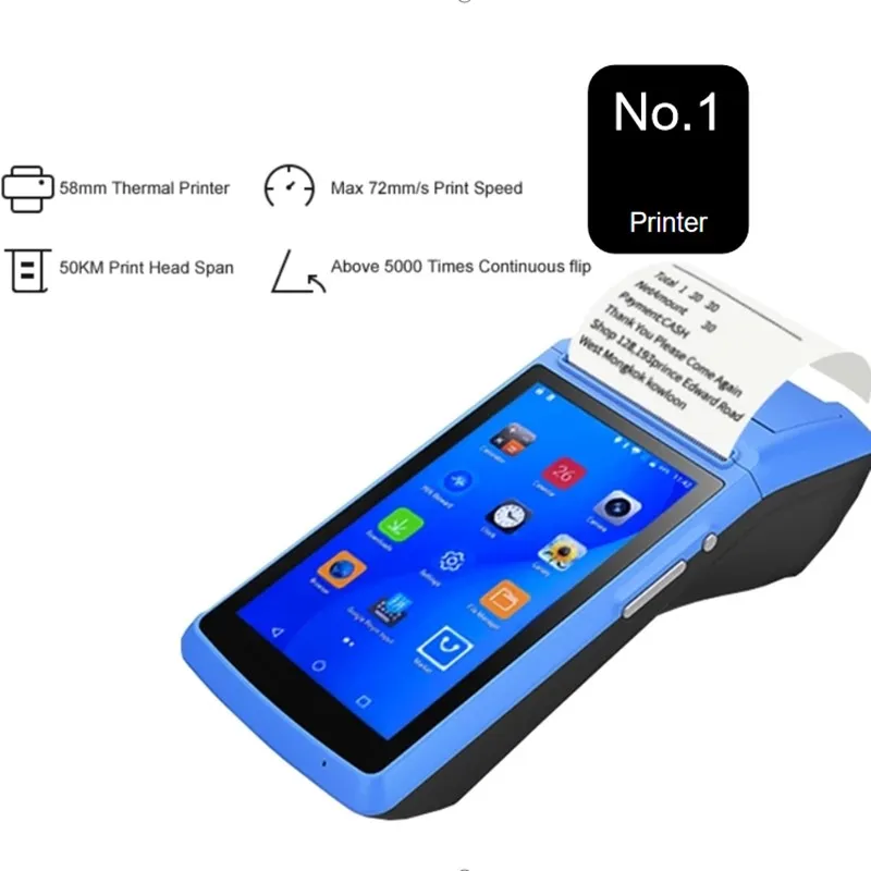 POS терминал 5 дюймов сенсорный экран дисплей Bluetooth Беспроводной EMV оплаты ручной