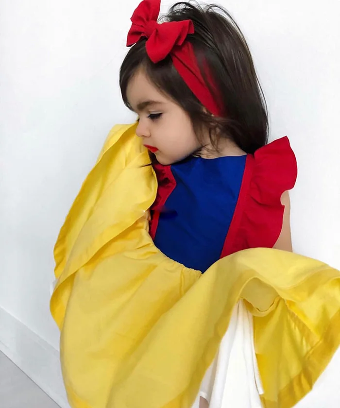 Детское платье принцессы с рукавами крылышками и галстуком бабочкой для девочек