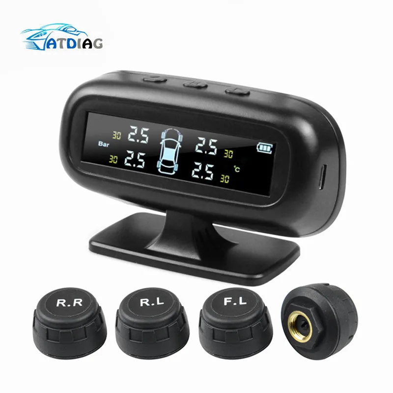 TPMS Солнечная автомобильная система контроля давления в шинах, 4 внешних датчика Предупреждение предупреждение о температуре T06N T01W Visture