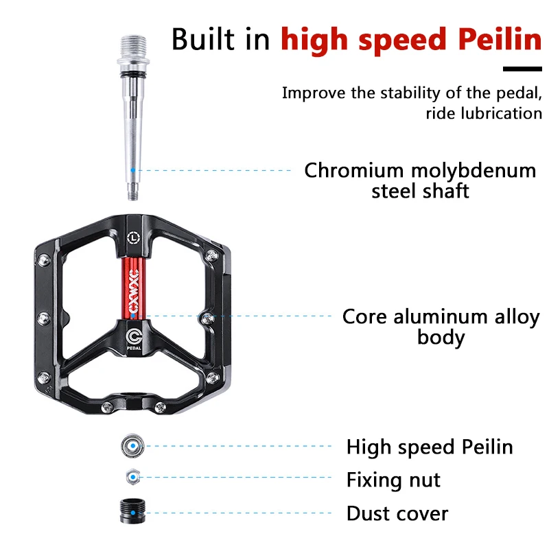

Mountain Non-Slip Bike Pedals Platform Bicycle Flat Alloy Pedals Hybrid Bikes Parts Sealed Bearing All-round Bike Pedals