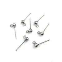 100xset earring making supplies 345mm stainless steel earring posts backs round ball earring studs for jewelry making