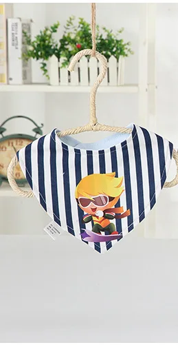 Blue stripe 1 Детские нагрудники из хлопка в полоску с рисунком из мультфильма; нагрудник с принтом; треугольный нагрудник; Детский шарф для новорожденных; детские вещи для кормления - Цвет: Blue stripe 1