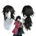 Demon Slayer Kimetsu no Yaiba Tomioka Giyuu косплей парик черный длинный конский хвост термостойкие синтетические волосы парики + парик Кепка
