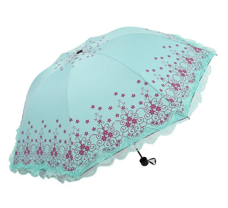 Новый женский милый зонтик карамельного цвета с кружевным краем складной зонт от