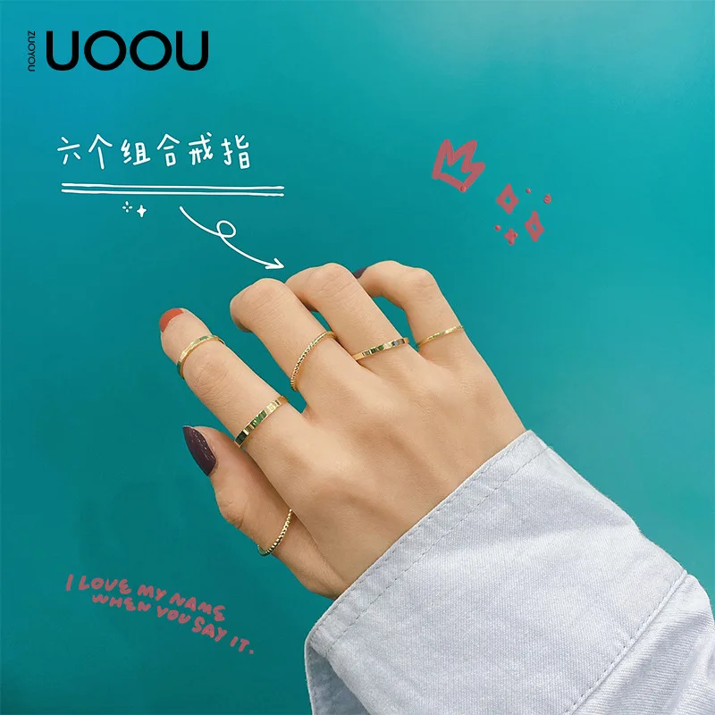 

6pcs Fashion Temperament Simple Fashion Ins Tide Combination Ring Set Female Detachable Index Finger Ring Ring Ring Set