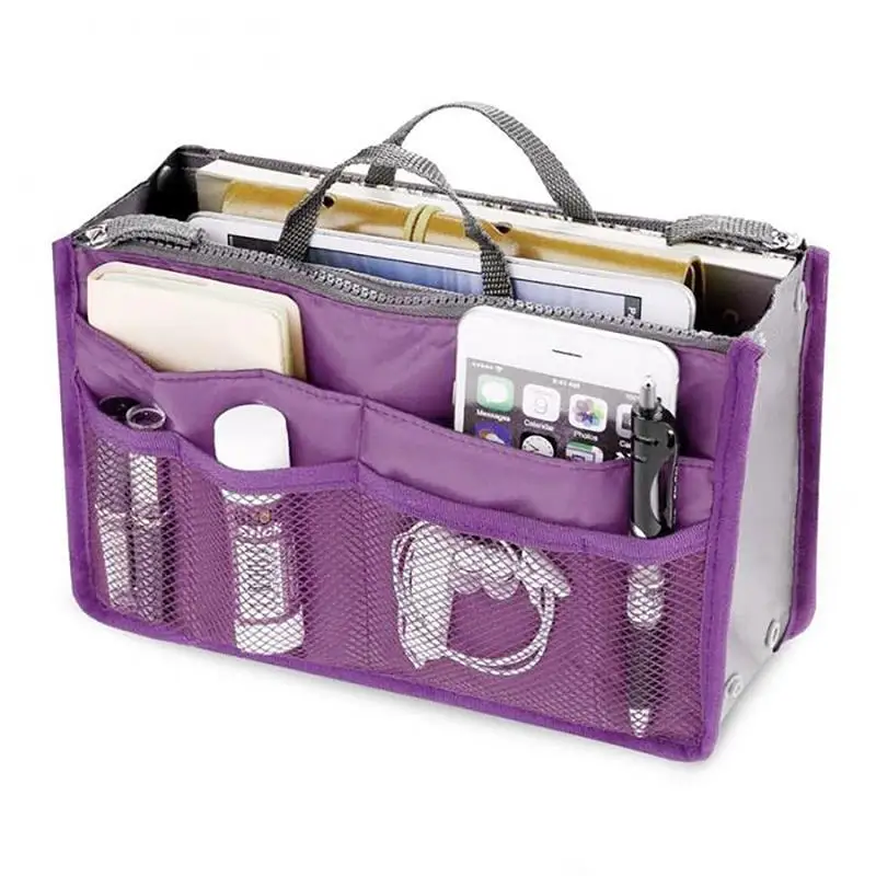 

High Quality Thicken Large Capacity Cosmetic Storage Bag Nylon Travel Insert Organizer Handbag Purse Makeup Bag For Women Female