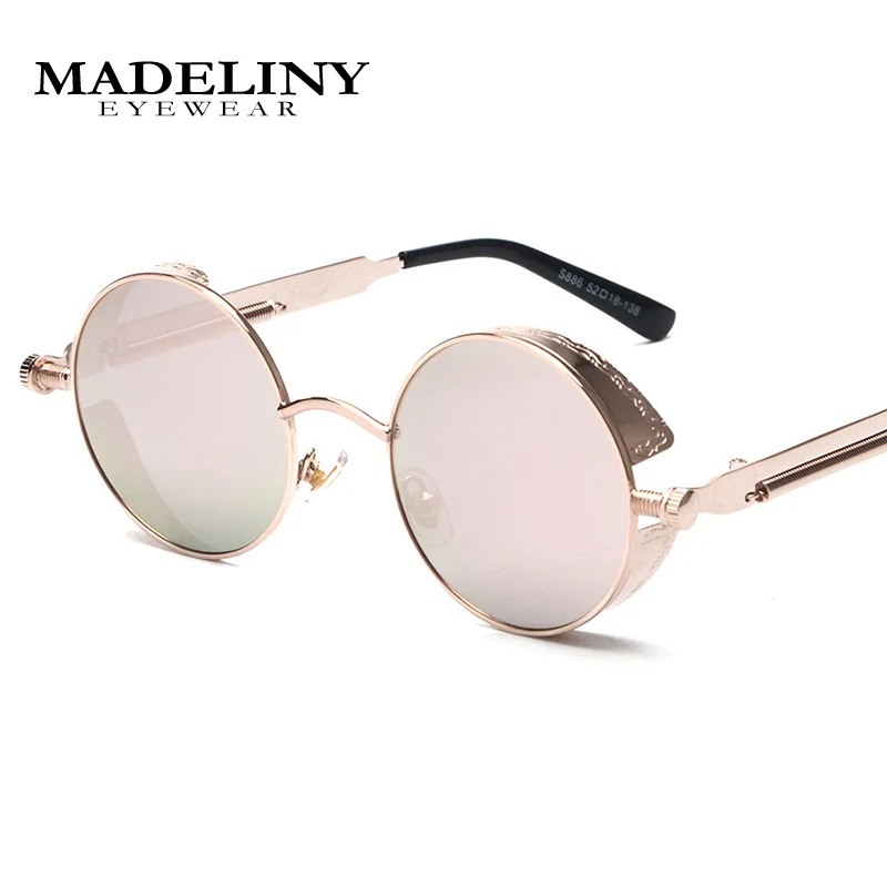 

MADELINY Classic Gothic Steampunk Sunglasses Women Luxury Brand Designer Men and Women Retro Round Metal Frame Eyewear MA421