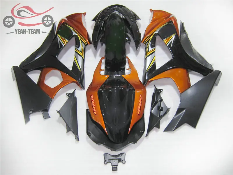 

Custom Injection fairings kit for Suzuki GSXR 1000 K7 2007 2008 orange black Chinese aftermarket fairing bodywork GSXR1000 07 08