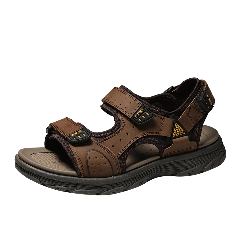 

ZXCP 2021 Summer Genuine Leather Men Fashion Slippers Aqua Shoes Quick Dry Beach Soft Sandalias Outdoor flat Casual Sneakers