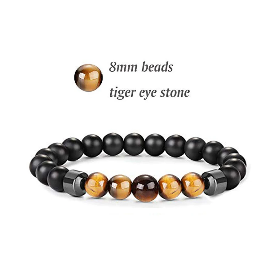

Natural Tiger Eye Hematite Obsidian Bracelets Men Magnetic Health Protection Balance Beads Bracelets Women Reiki Healing Jewelry
