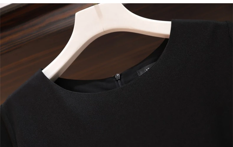 

M-4XL Plus Size Women Black T shirt Dress Summer 2021 New Fashion O-neck Short Sleev Solid color Simple High Waist A-line Dress