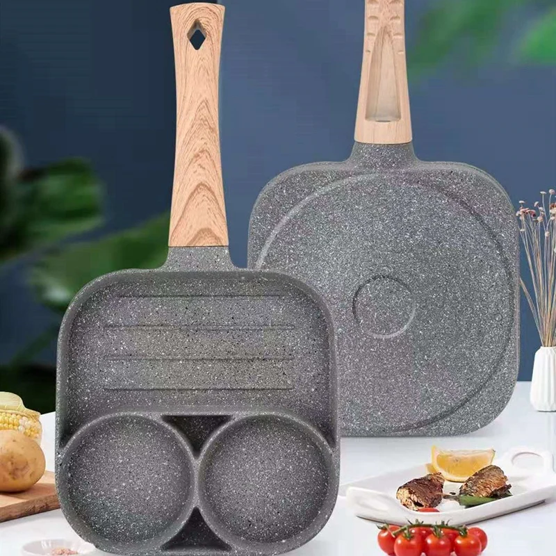 

2-Hole Frying Pot Thickened Omelet Pan Non-Stick Pancake Steak Cooking Egg Ham Pans Breakfast Maker Cookware