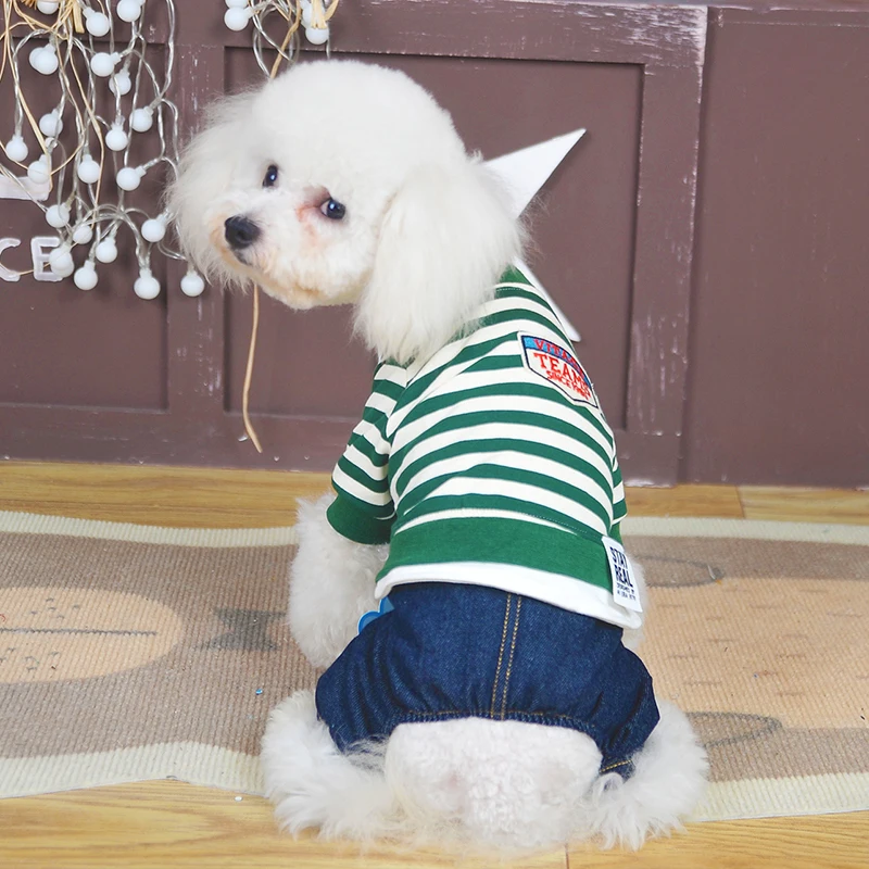 Одежда для собак в полоску и ковбойский комбинезон из чистого хлопка щенков на