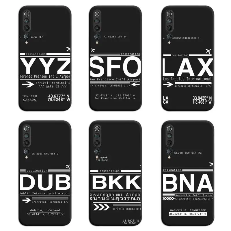 

World City travel Tickets International Airport Call Letters Phone Case For Xiaomi Mi Note 10 Lite Mi 9T Pro xiaomi 10 CC9 9SE