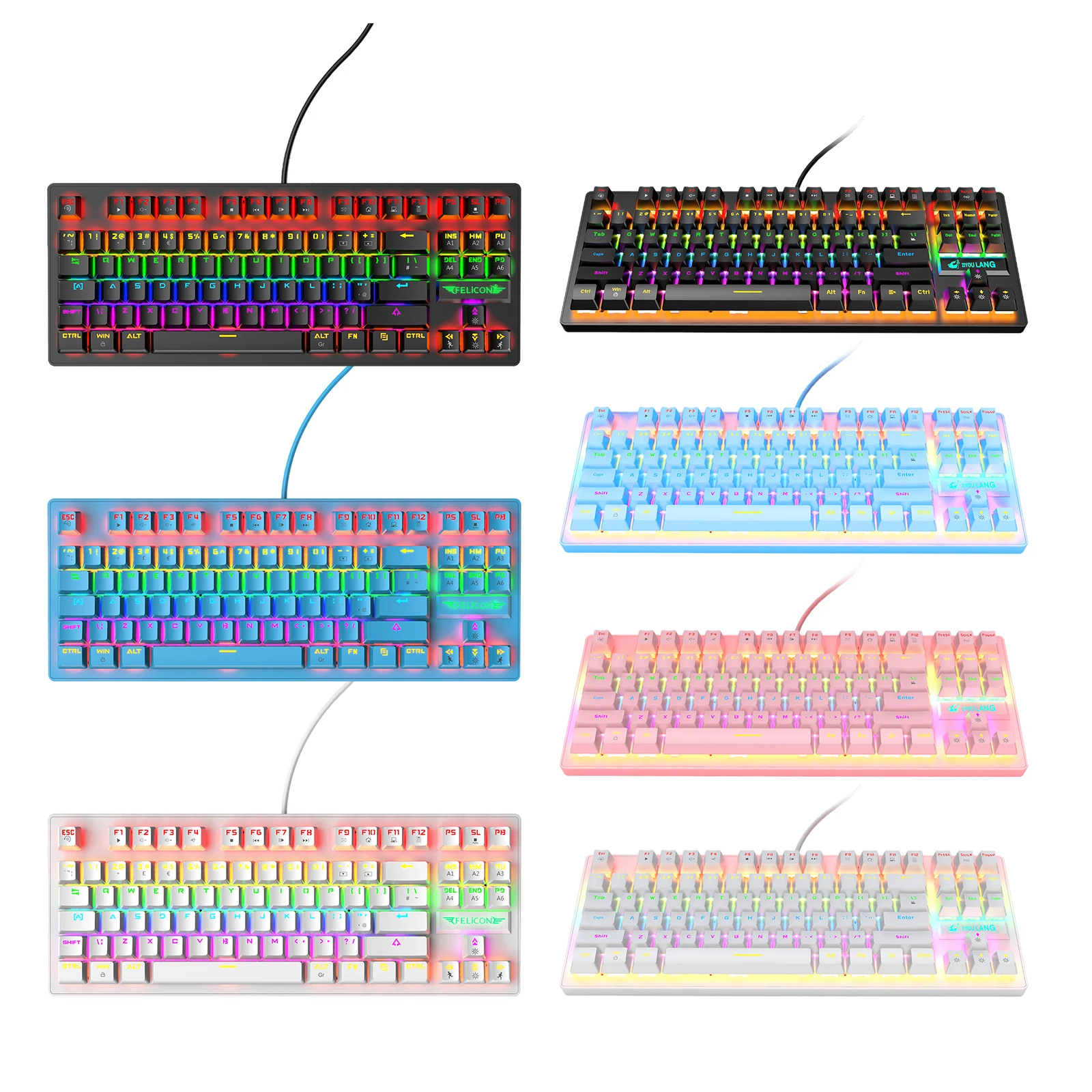 

Wired USB Mechanical Gaming Keyboard Detachable Panel Rainbow Backlit Windows Gamer for Gaming Desktop Compact