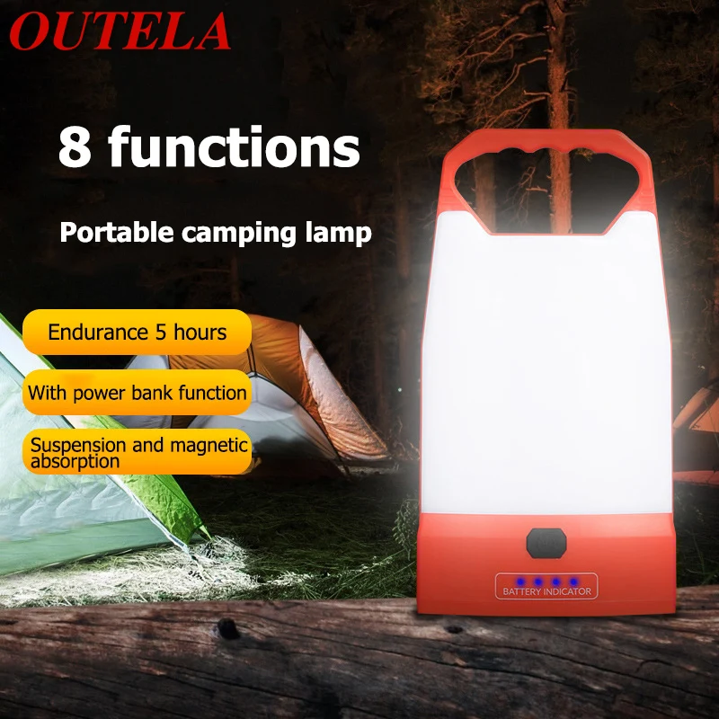 

OUTELA Portable Lantern COB Tent Light Multi-function USB Charging Super Bright Hand Light Emergency Camping Outdoor Waterproof