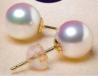hot sell luxury noble jewelry charming pair of round 9 10mm akoya white pearl earring