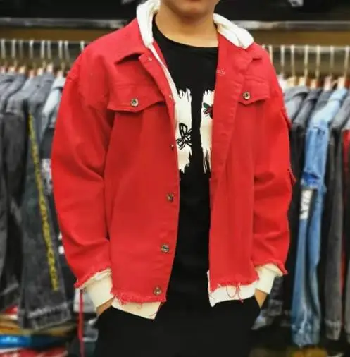 Куртка мужская джинсовая с капюшоном модная повседневная ковбойская куртка