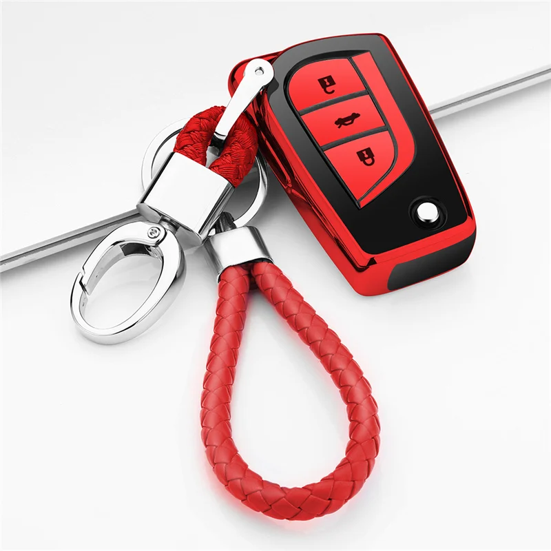 D-Red-keychain Мягкий чехол для ключей из ТПУ для Toyota Auris Corolla Avensis, Verso Yaris Aygo Scion TC I'm чехол для ПК автомобиля - Название цвета: D-Red-keychain