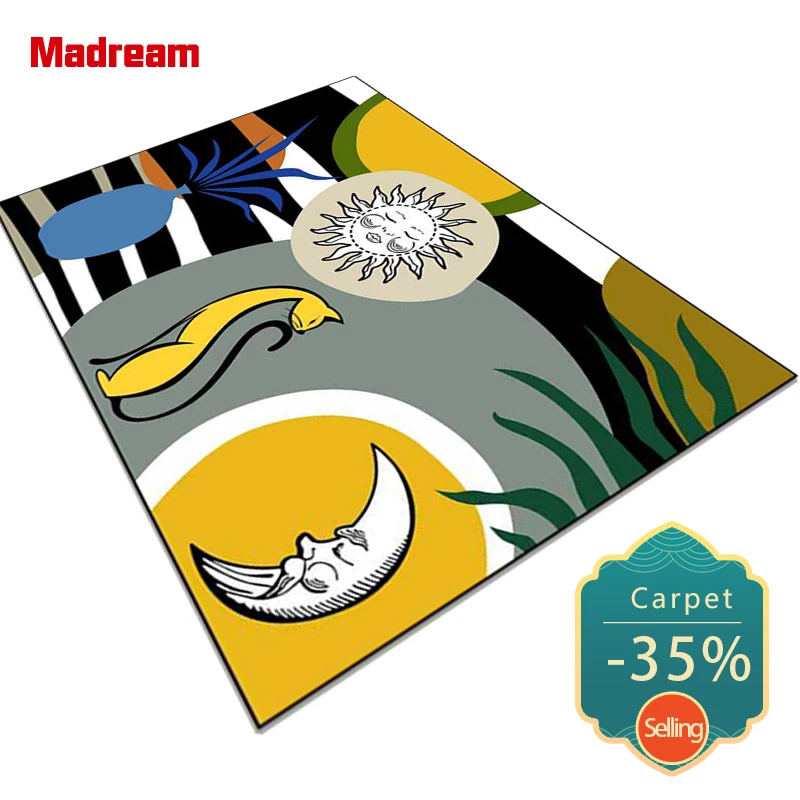 

Madream Fashion Personality Trend Abstract Carpet Living Room Decoration Yellow Black Blue Rug Non-Slip Home Bedside Mat Rugs