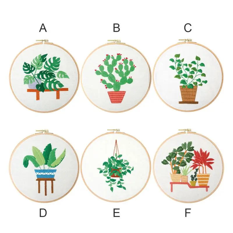 

DIY Embroidery Kits Plant Monstera Cactus Handcraft Needlework Beginner Cross Stitch Kit Home Decoration Cotton Embroidery Set