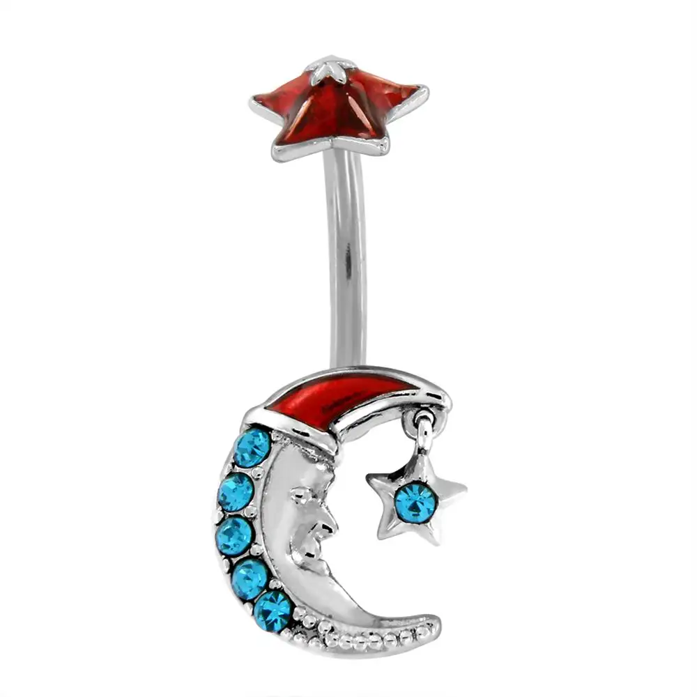 Кольцо для пирсинга живота с зеленой и красной эмалью украшение тела в стиле панк