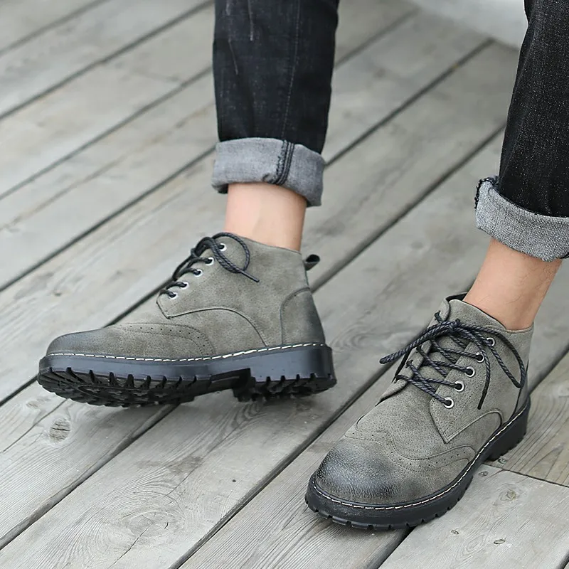 

Мужские повседневные ботинки на шнуровке, черные удобные ботильоны, обувь для осени и зимы,