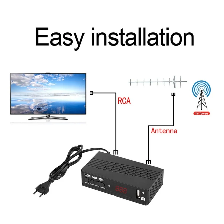 ТВ-тюнер HD DVB T2 USB2.0 TV Box HDMI 1080P DVB-T2 тюнер приемник спутниковый декодер встроенное