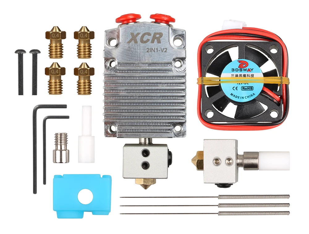 3d принтер Экструдер части XCR 2IN1-V2 hotend двухцветная печатающая головка с NV6 с подогревом 0,4/1,75 вулкан сопла 0,8 мм