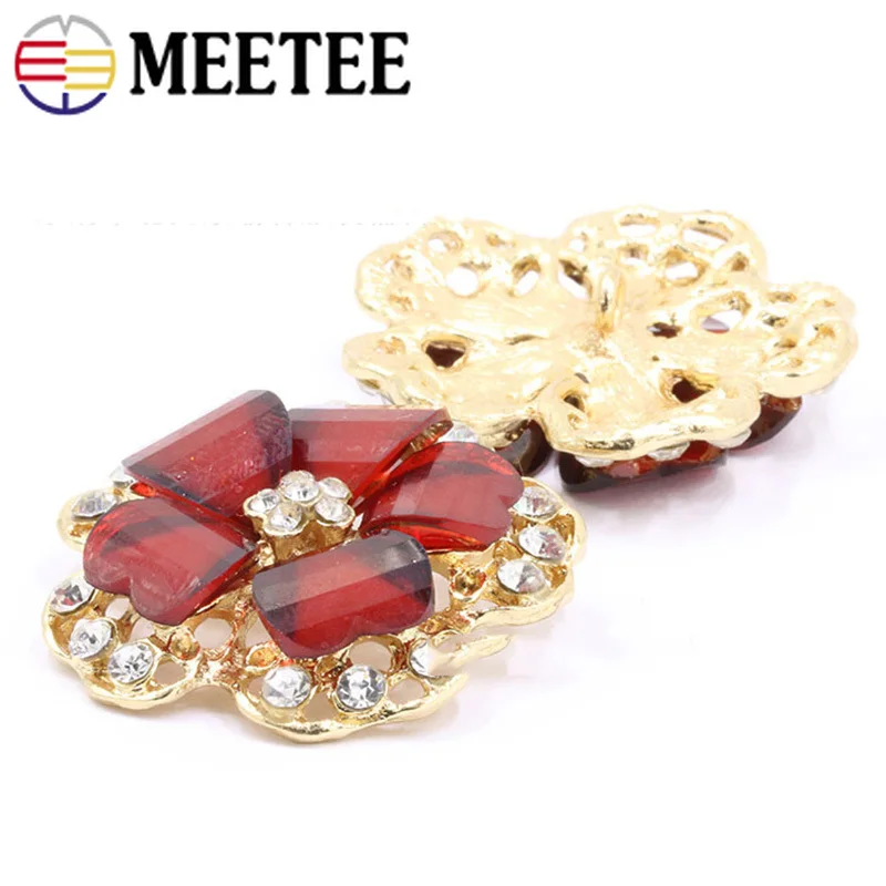 MEETEE 5pcs 38mm Top-grade Rhinestone Flower Shape Metal Buttons for Coat Women's Clothes Shank Button Accessories ZK1013 | Дом и сад
