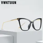 VWKTUUN оправа для очков кошачий глаз женские очки по рецепту прозрачные очки в золотой металлической оправе оптические оправы для очков искусственные очки