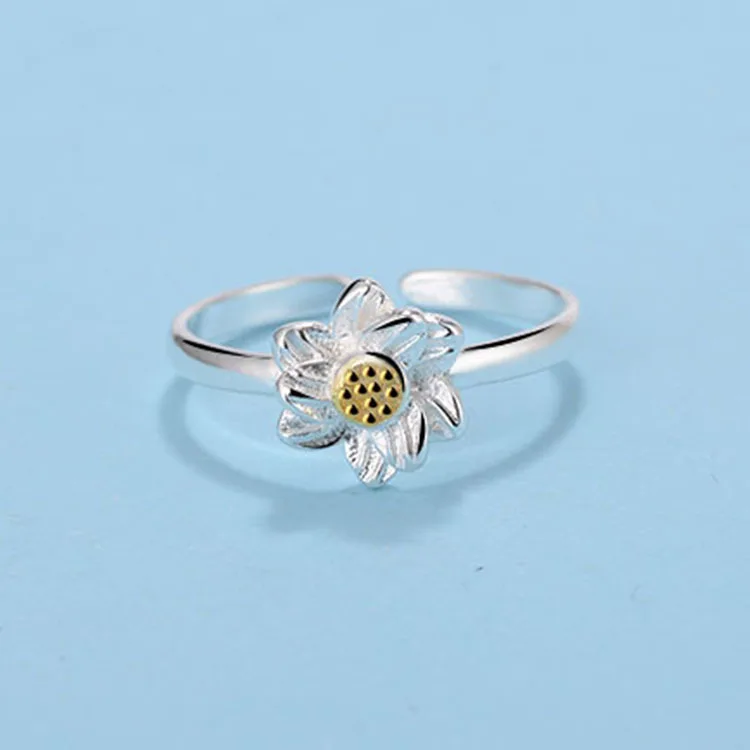 Простое корейское модное регулируемое кольцо с цветком качественные ювелирные