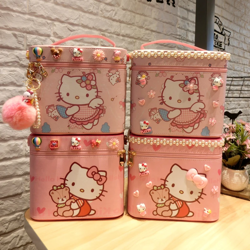 Милый котенок Doraemon косметический Органайзер PU мультфильм макияж органайзер для хранения мелочей ящики коробки для безделушек розовый ящик для хранения игрушечная коробка