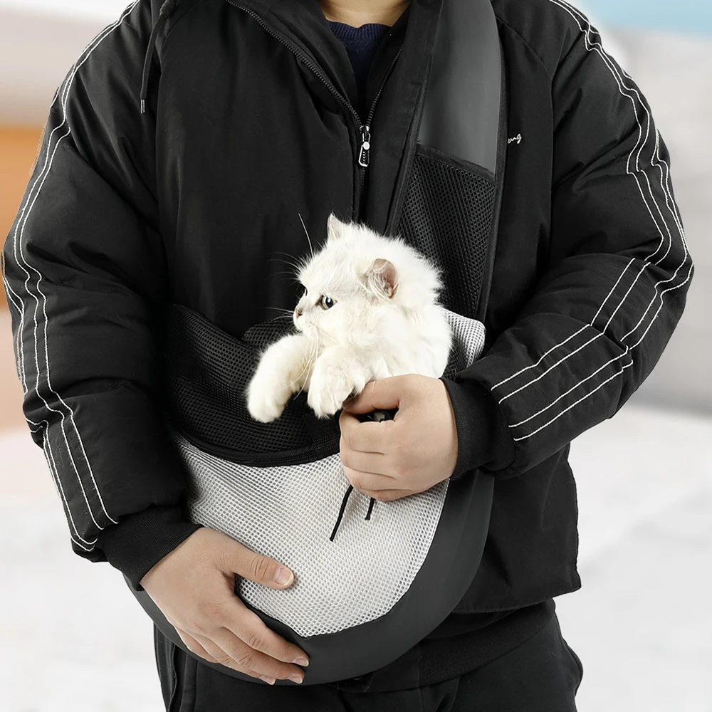 

Pet Shoulder Sling Breathable Dog Carrier Shoulder Bag Backpack with a Safety Belt Dog and Cat Sling Carrier for Outdoor Travel