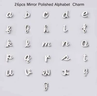 26pcslot english letters charm beads for diy letter necklace mirror polished stainless steel 1 8 mm hole bead