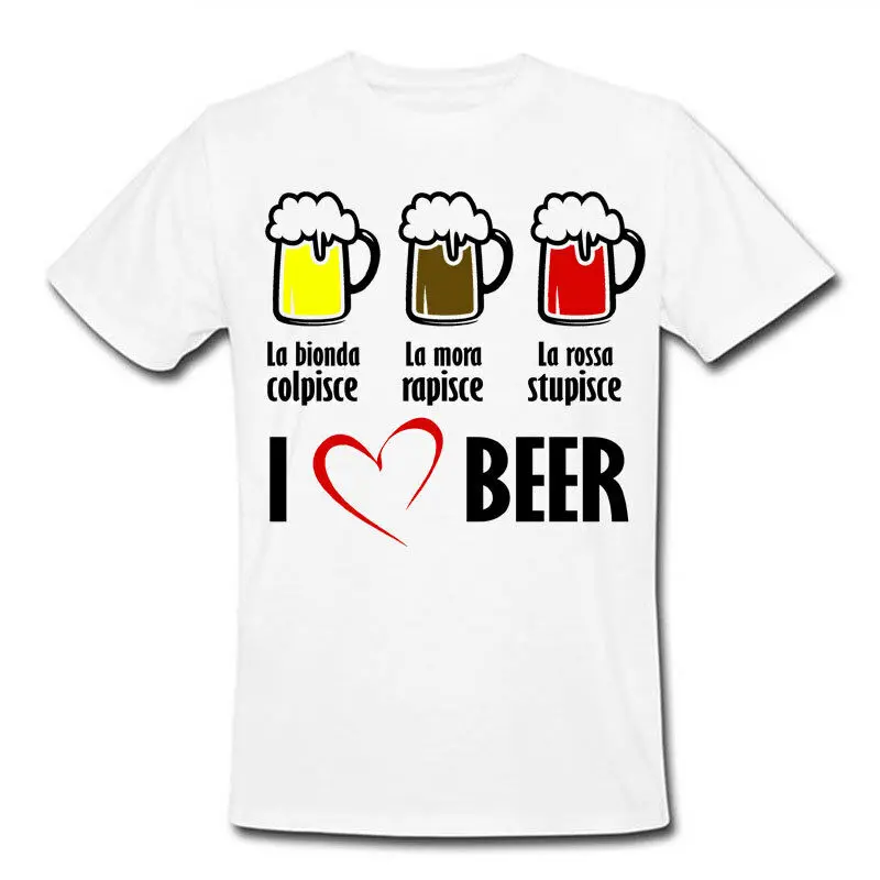 Мужская футболка Beer Blonde брюнет красная I Love смешная настраиваемая! показать