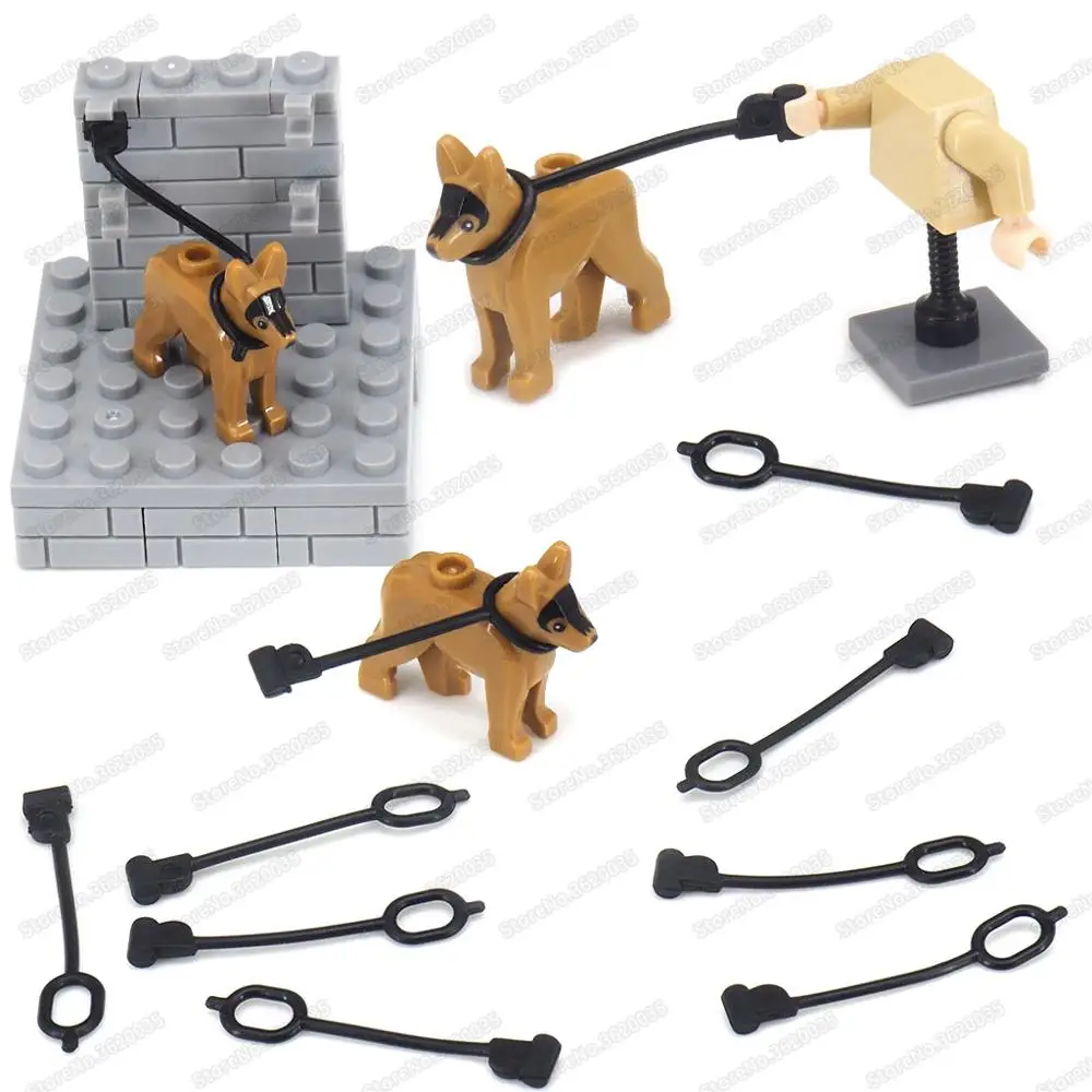 

Police Dog Leash Equipment Building Block Accessories Moc Military Figures Patrol Matching Model Replacement Parts For Child Toy