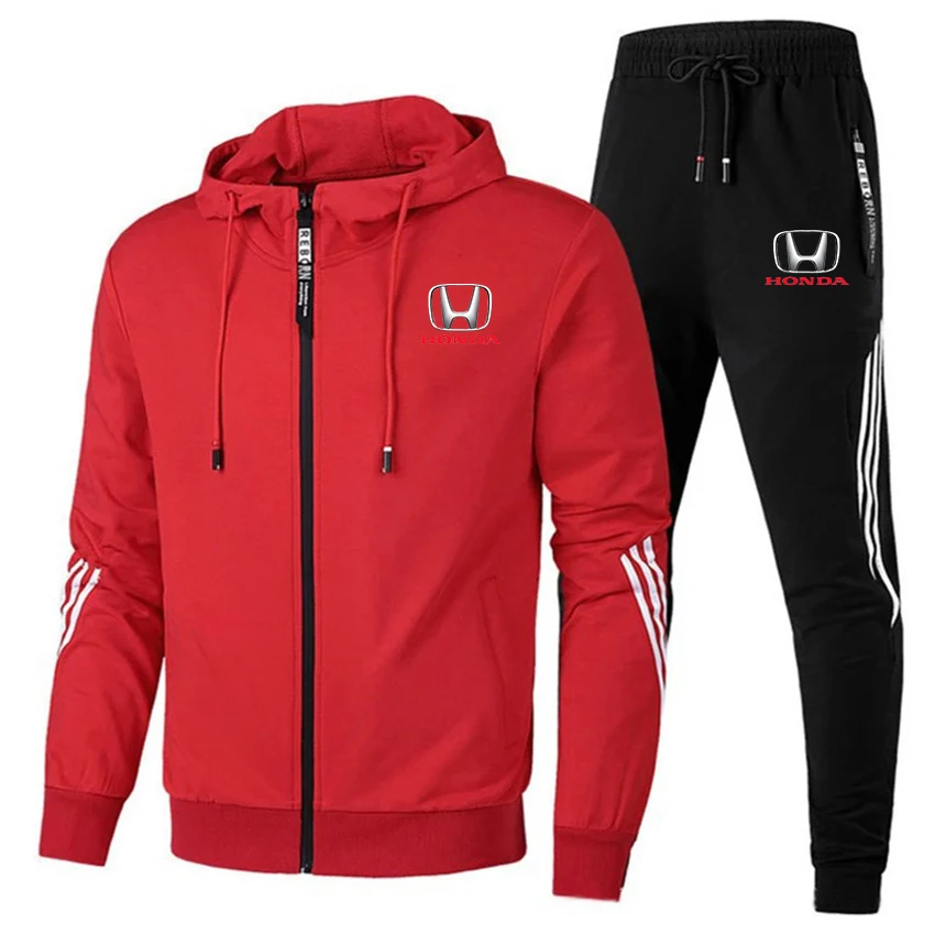 

Honda Car Letter Printing Men's Suit Casual Hooded Sports Fashion New Trend Men's 2 Jacket + Pants Spring And Autumn Sports