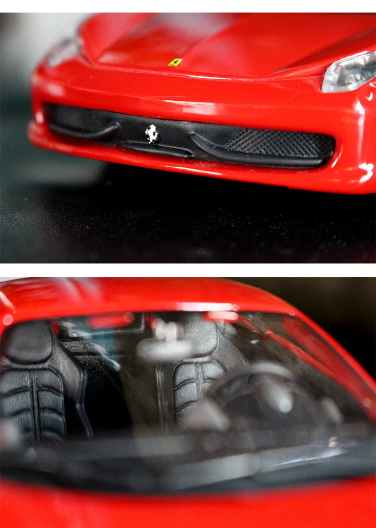 Bburago 1:24 Ferrari 458, красная модель автомобиля, литая под давлением металлическая модель, детская игрушка, подарок бойфренду, коллекция автомобилей из искусственного сплава