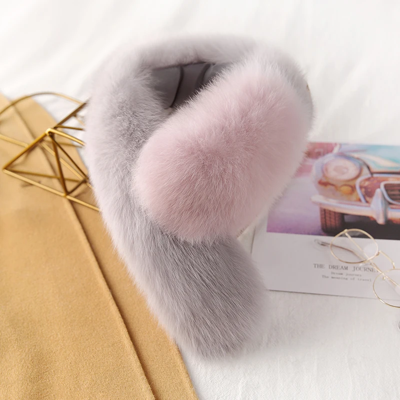 Зимний шарф Lantafe из лисьего меха зимние аксессуары женские шарфы с зажимом