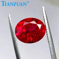 artificial ruby dark red color oval shape natural cut stone with inclusions vs si clarity loose stone